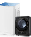 Portable Washer And Dryer Combo For Small Spaces With One Point Eight Cu Ft Capacity Including 18 Lb Wash Load And 12 Lb Dry Load Ideal For Apartments Dorms RVs And Tiny Homes All In One Compact Laundry Solution With Wash Cycles And Efficient Drying showing white washer and black dryer