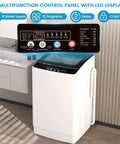 Compact Portable Washing Machine For Apartments With 35 Lb Capacity, 12 Wash Cycles, 8 Water Levels, and LED Control Panel