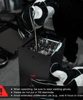 Portable Welding Rod Oven For Stick Electrodes 15Lb Capacity 110V showing electrodes inside with usage instructions
