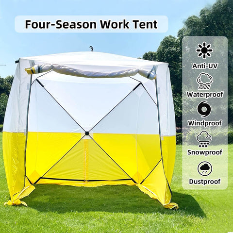 Pop Up Work Tent With Instant Tool Free Setup, Portable Shelter for outdoor worksite, 6ft x 6ft x 6.6ft, anti-UV and waterproof.