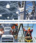 Collage of industrial applications for M4x40mm 304 Stainless Steel Cylindrical Shaft Snap Ring Locating Pin With Flat Head Grooved Hinge Cylinder Position Pin And E Clip Retaining Ring Silver 20 Pack