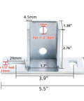 Front view of Four Pack U Post Base Brackets for 1 5 8 Inch Square Channel with Two Slotted Holes, Heavy Duty Galvanized Steel