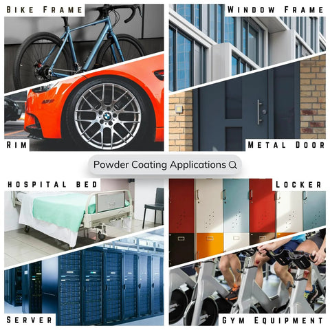 Metallic Shadow Gray Powder Coating for Metal Surfaces 1lb Pack Durable Polyester Resin Finish on various applications like bike frames and lockers.