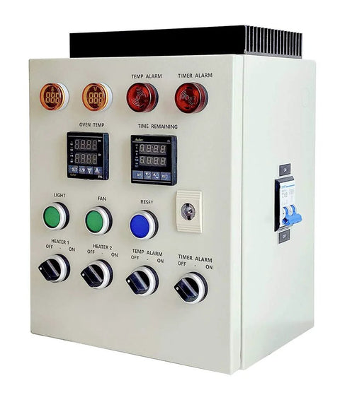 Powder Coating Oven Control Panel with Light and Fan Control Dual Line Display PID Controller High Temp Alarm 240V 50A 12000W