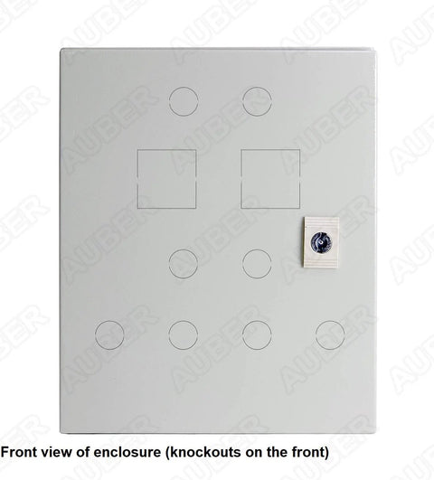 Front view of enclosure for Powder Coating Oven Controller Kit 240V 50A 12000W with knockout slots on the front panel