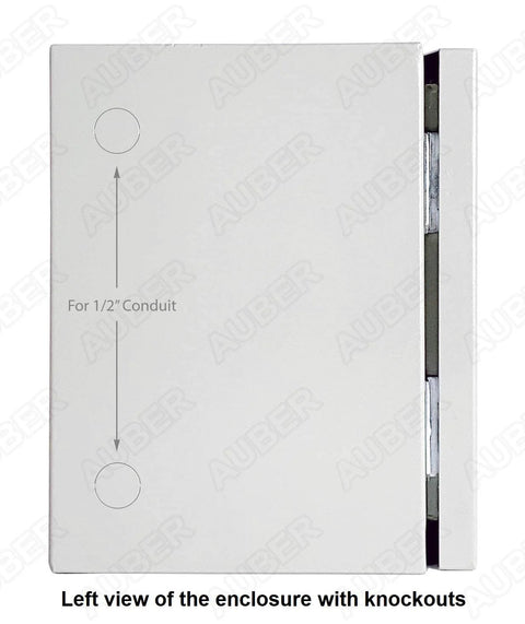 Powder Coating Oven Controller Kit 240V 30A 7200W for North American Ovens, left view of enclosure with knockouts for wiring