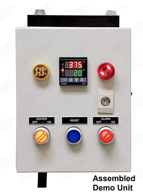 Assembled Powder Coating Oven Controller Kit 240V 30A 7200W for North American ovens, featuring control panel and switches.