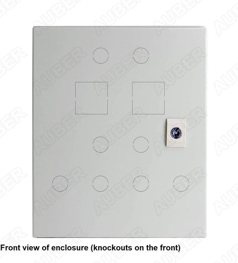 Front view of Powder Coating Oven Controller Kit 240V 50A 12000W DIY Wiring Kit PCO304 enclosure with knockouts