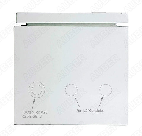 Back view of Powder Coating Oven Controller Kit 240V 30A 7200W For North American Ovens Up To 3 By 4 By 5 Feet With cable gland markings