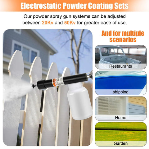 Powder Coating System With Electrostatic Output Dual Voltage 20Kv And 50Kv Includes Gun Nozzle Powder Bottle Footswitch for home and commercial