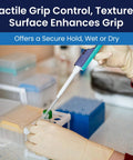 Person using pipette with Powder Free 6 Mil Latex Gloves With Textured Grip For Medical Dental Use 1000 in lab setting