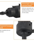 Close-up of Power Conduit Reamer Tools Kit with hex key wrench, featuring three-layer square head and hexagon shank.