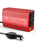 Power Inverter 12V DC To 110V AC For Cars With Aluminum Housing, 300W Continuous And 700W Peak, 2 AC Outlets And 2 USB Fast Charging Ports
