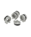 PowerMAX Stroke Control Kit 2 for Hydraulic Cylinder Stroke Length Conversion With Thumb Tabs Provides Precise Easy Adjustments And Go To Quick Stroke Stops Fits 1.75 To 2 Inch Shaft Sizes Delavan, showing four metal components with thumb tabs designed for shaft sizes 1.75 to 2 inches.