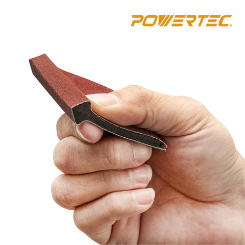 Close-up of a hand holding a contour sanding grip from the Contour Sanding Grips Set With 21 Profiles For Convex Concave Detail Sanding.