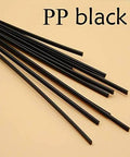 Black PP Plastic Welding Rods For Car Bumper Repair, 9.8 Inch Long, Flat 5x2.5 mm, shown against light background