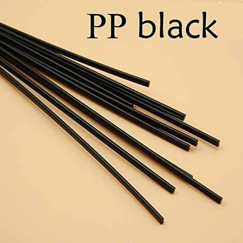 Black PP Plastic Welding Rods For Car Bumper Repair, 9.8 Inch Long, Flat 5x2.5 mm, shown against light background