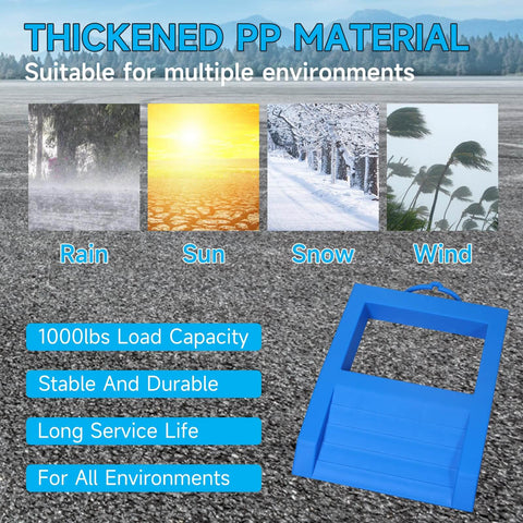 Heavy Duty Pallet Jack Chock With Handle For Eight Point Five Inch Wheel Width Non Slip Polypropylene Jack Stopper Silicone Anti Slip Mat Pallet Buster Designed To Withstand Over One Thousand Lbs For Forklifts And Pallet Jacks LEIDGG displaying durable PP material in various weather conditions