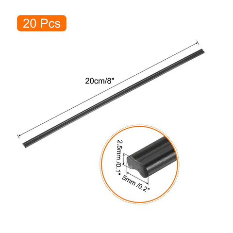 20 Pcs 8 Inch Black PP Plastic Welding Rods Kit For Polypropylene Welding Strips Pro Grade For Car Bumpers Kayak Repair