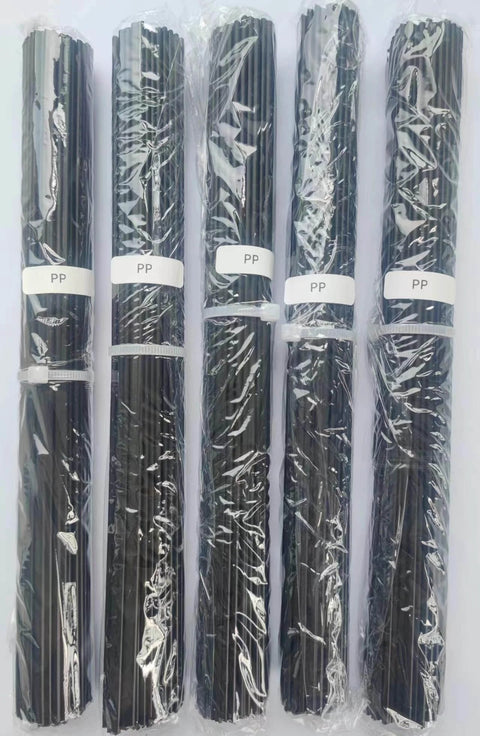 Bundles of Black PP Plastic Welding Rods for Car Bumper Repair, 9.8 Inch Long, Flat 5mmx2.5mm, wrapped in plastic, five stacks