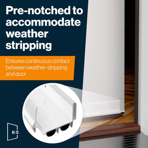 Adjustable Double Bubble Door Sweep, Draft Stopper, Under Door Seal for Exterior Doors, 1 3/4" x 36", White (36 inch), pre-notched design
