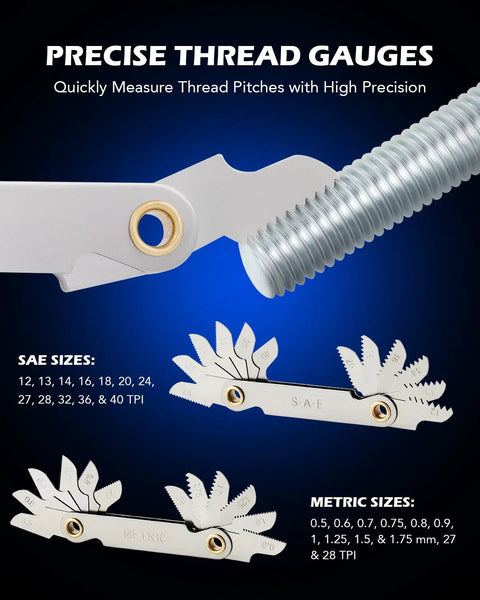 Precise thread gauges from All In One 80 Piece Tap And Die Set For Internal And External Threading by Orion Motor Tech.