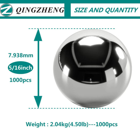 1000 Pcs Five Sixteenths Inch Precision Steel Bearing Balls For Slingshots 8mm Ammo Carbon Steel AISI 1015 Smooth Silver Finish