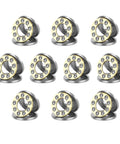 Miniature 5mm By 12mm By 4mm Thrust Ball Bearings Set Of 10 In Chrome Steel AISI 52100 With Brass Cage, visible in a grid layout