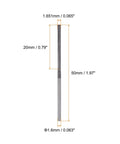 Precision Carbide Chucking Reamer 0.065 Inch Straight Flute With Straight Shank For Metal Lathe And CNC Machining Centers Uncoated Black Tool 20mm Cutting Length 50mm Overall Length 1.6mm Shank HARFINGTON shown with measurements