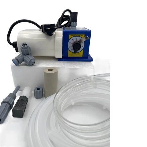 Precision Controls - Chem Flow Diaphragm Pump, 30 GPD Max, 100 PSI, 230 Volt, with 3/8" suction and discharge tubing connections