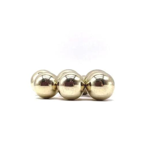 Close-up of 4.763mm-300pcs Solid Copper Balls High Precision 0.9mm-45mm Industrial-Grade Solid Precision Copper Balls on white background.