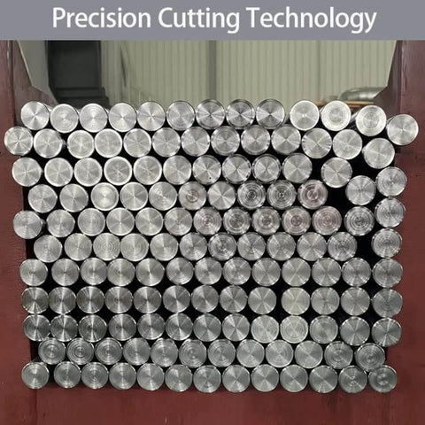 Image of neatly stacked steel rods with precision cutting technology sign, related to ✝️ 2-Pack Utility Cart 10 mm Platform Size Steel Frame.