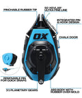 50ft Precision Chalk Line Tool Value Pack with Kevlar Ultra Fine Line, 3:1 Gear, blue ABS body, features labeled