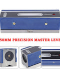 Blue and silver Six Inch Master Precision Level For Machinist Tools In Durable Cast Iron Body With Wooden Case Portable Spirit Level.