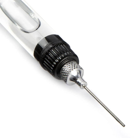 Close-up of Two Pack Precision Needle Oiler Kit with Refillable Hypodermic Dispenser and One Half Ounce Capacity Each Narrow One Sixteenth Inch Needle
