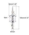 Industrial Oil Cup With Needle Valve Gravity Drip Feed Oiler, 16ml capacity, M10x1 thread, chrome-plated steel, see-through window.