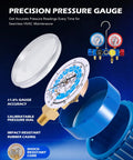 Precision pressure gauge from the All In One Auto AC Vacuum Pump Kit With 5 CFM Two Stage Sparkless Ignition Proof Pump, Orion Motor Tech.