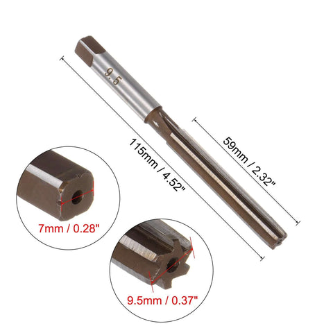 9.5mm Hand Reamer For Metal Working Pro Grade 9SiCr Alloy Tool Steel H8 Precision Reamer With 6 Straight Flutes, 59mm Flute Length