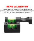 Precision Scope Alignment Tool Set For Perfect Shots Featuring Magnetized Action Level Bubble And Picatinny Level Bubble To Correct Cant And Prevent Horizontal Drift Easy To Use Scope Mounted Engineering Level For Accurate Targeting And Consistent Shoots displaying two black and green level tools.