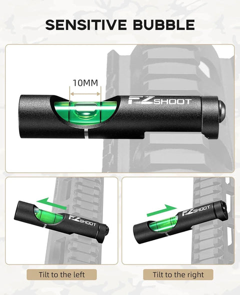 Scope Leveling Kit With Bubble Level And Universal Magnetic Scope Mount For Rifles EZshoot High Precision Vertical Alignment To Improve Long Range Accuracy And Minimize Wobble For Consistent Shots showing bubble level demonstrating tilt correction on a rifle