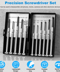 11 Piece Tiny Precision Screwdriver Set With Slotted And Phillips Heads Micro Screwdrivers For Watch Eyeglasses Electronics Computers Repair Magnetic Awl Included Ideal For Fine Assembly And Small Repairs in open black case