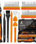 40 Piece Precision Screwdriver Set With Torx Triwing And Phillips Bits For MacBook Computer Laptop iPhone PS5 Xbox Switch Glasses Watch Ring Doorbell And Other Electronics, featuring CR-V steel bits, magnetic tips, and a rotatable handle, displayed with case open.