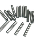 Heavy Duty 3/16 Inch By 1 Inch Dowel Pins 15 Pack For Woodworking And Shelving Alloy Steel Ground Precision Pins arranged on white background