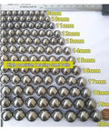 High precision steel balls in various sizes from 9mm to 20mm, with a measurement ruler for scale, showcasing smooth metallic surface.
