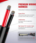 Heavy Duty 14 AWG LED Light Bar Wiring Harness Kit With 12V 5 Pin Rocker Switch Waterproof shown with wire details