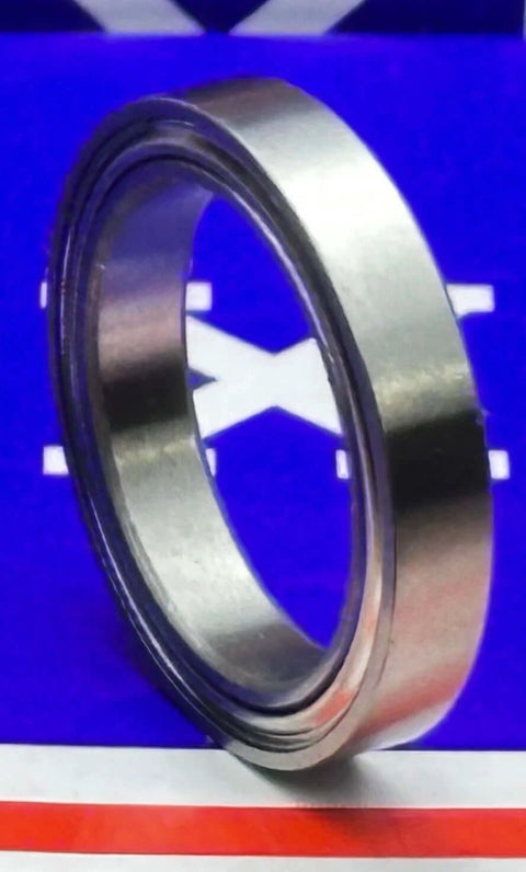Premium 6703ZZ Thin Slim Bearing 17x23x4mm - Shielded Ball Bearing side view showcasing chrome steel construction.