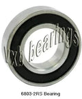 Premium 6803-2RS Bearing - 17x26x5mm Ball Bearing with rubber seals, front view