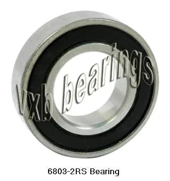Premium 6803-2RS Bearing - 17x26x5mm Ball Bearing with rubber seals, front view