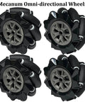 Premium 97mm Mecanum Wheel, 4WD Omnidirectional Wheels DIY Robot Parts with 4mm Metal Coupling Motor Connector Tire for AGV Smart Robot