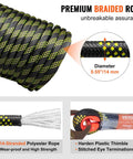 Secure elevated work with a 50 ft vertical lifeline kit featuring 0.55 inch polyester rope, 30 kN breaking strength, steel snap hooks.